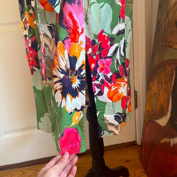 NEW YORK & CO 2 Pieces- Floral Strapless Dress w/Orange Cardigan Sweater - Picture 10 of 11